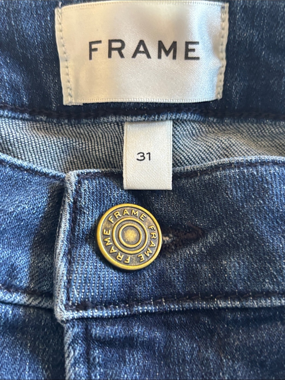 Frame‎ Le Crop Mini Bootcut High Waist Raw Hem Blue Jean Size 31 - Picture 5 of 6
